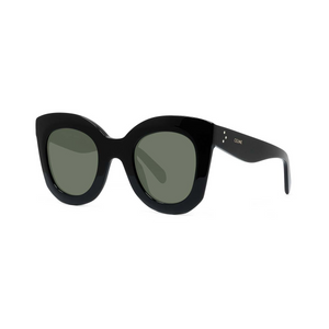 01N - Shiny Black with Green Lenses