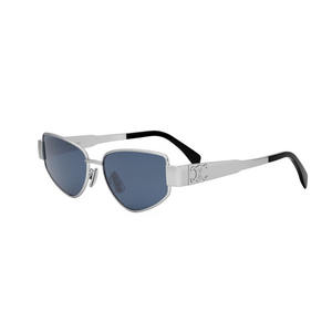16V - Shiny Silver with Blue Lenses
