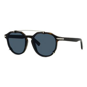 20B0 - Shiny Dark Havana with Blue Lenses