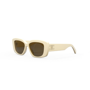 25E - Shiny Ivory with Brown Lenses