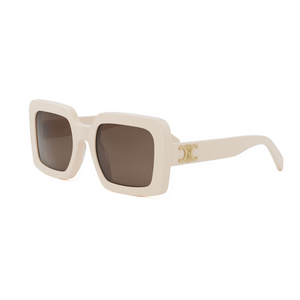 25E -  Shiny White with Brown Lenses