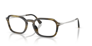 1237 - Striped Black & Olive Green with Clear Lenses