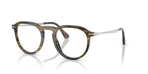 1237 - Striped Black & Olive Green with Clear Lenses