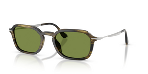 12374E - Striped Black & Olive Green with Green Lenses