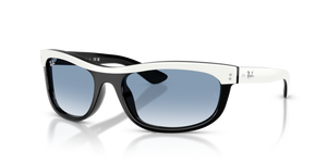 14443F - White On Black with Clear Gradient Blue Lenses