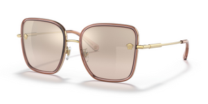 14837I - Transparent Pink with Light Brown Mirror Grad Gold Lenses