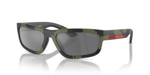 14X07G - Green Mimetic Rubbered with Grey Mirror Black Lenses