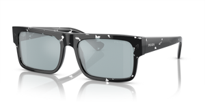 15O01A - Havana Black Transparent with Light Blue Mirror Silver Lenses