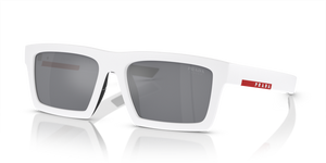 17S40A - Matte White/Black Rubber with Light Blue Mirror Silver Lenses