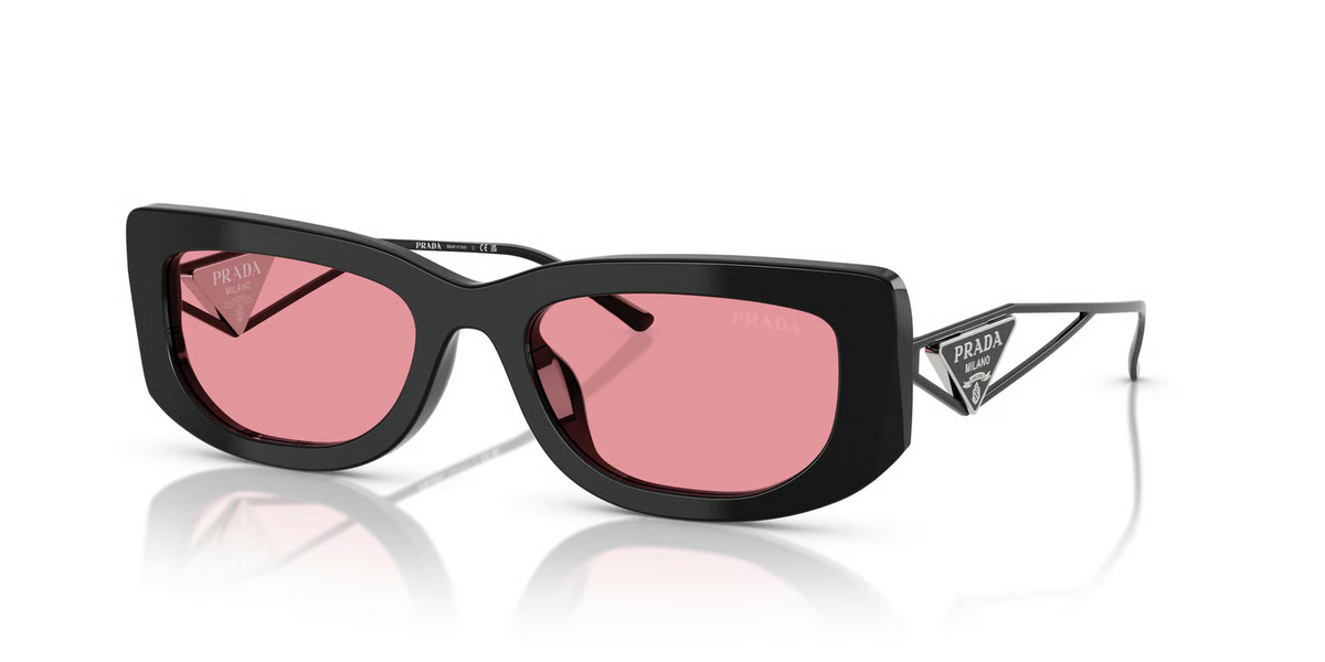 New-PRADA EYEWEAR PR 15YS SUNGLASSES
BLACK & PINK Prada BRAND NEW PRADA PR15YS 1AB07Q Black/Dark Violet Mirror  main image 2