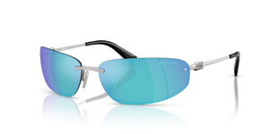 1BC10K - Silver with Light Green Mirror Blue Lenses