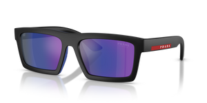1BO05U - Matte Black with Dark Blue Mirror Violet Lenses