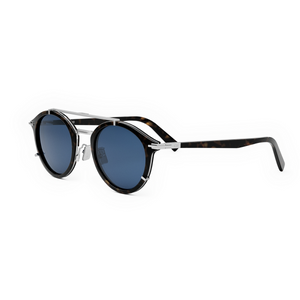 20B0 - Shiny Dark Havana with Blue Lenses