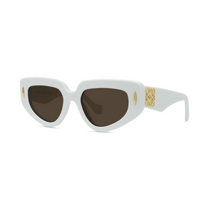 25E - Shiny White with Brown Lenses