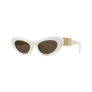 25E - Shiny White with Brown Lenses