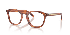27F1O1 - Striped Cognac with Clear Lenses