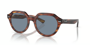 954/62 - Striped Havana with Blue Lenses