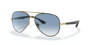90003F - Black On Gold with Light Blue Lenses