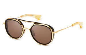 19017-A-BLK-GLD-52-Z  Black/Yellow Gold with  Dark Brown Lenses