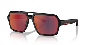 DG008F - Black Rubber with Dark Grey Mirror Blue/Red Lenses