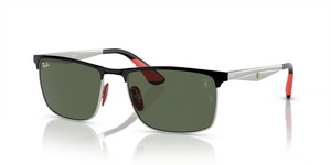 F06071 - Black On Silver with Dark Green Lenses