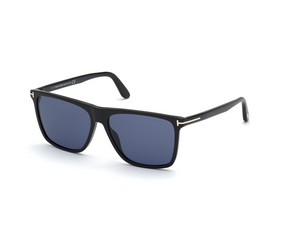 01V - Shiny Black with Blue Lenses