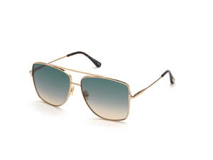 28W - Shiny Rose Gold with Gradient Blue Lenses