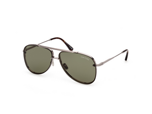 14N - Shiny Light Ruthenium with Green Lenses