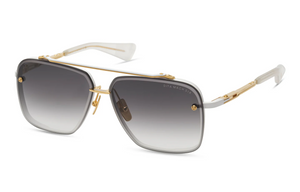 DTS121-62-07 Matte White - Yellow Gold with Grey to Clear Gradient Lenses