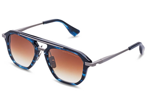 DTS416-A-03 Nautilus Blue Swirl - Yellow Gold with Brown to Clear Gradient Lenses