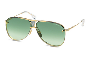 DRX-2082-L-GLD-CLR-62-Z Yellow Gold with Crystal Clear w/ Green Lenses